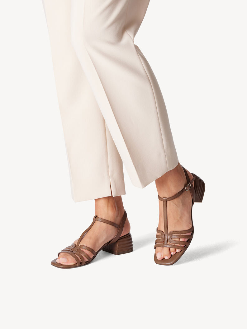 Kožené sandálky - hnědá , COGNAC LEATHER, hi-res