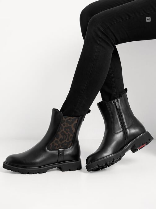 Chelsea boot, BLACK/LEO, hi-res
