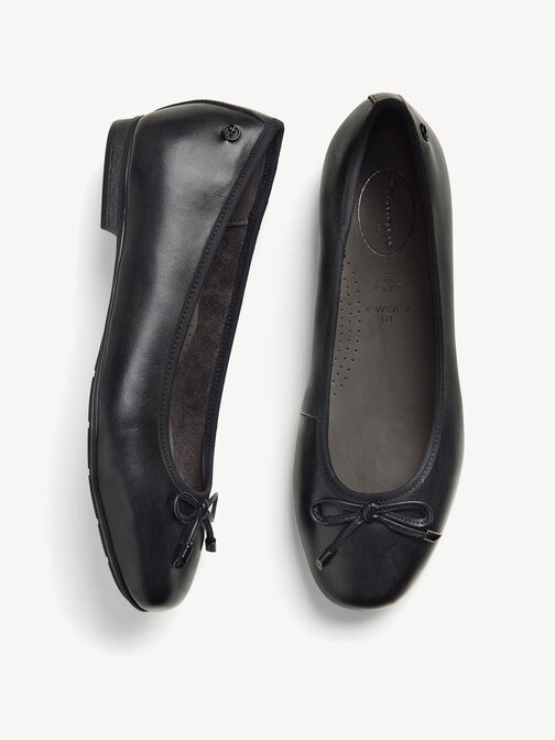 Leather Ballerina, BLACK, hi-res