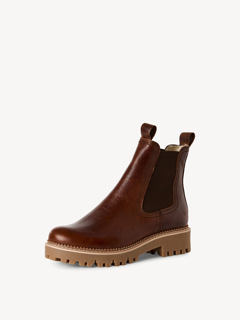 Leren Chelseaboot - bruin warme voering, cognac, hi-res