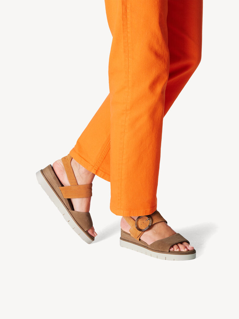 Kožené sandálky - hnědá , CAMEL COMB, hi-res