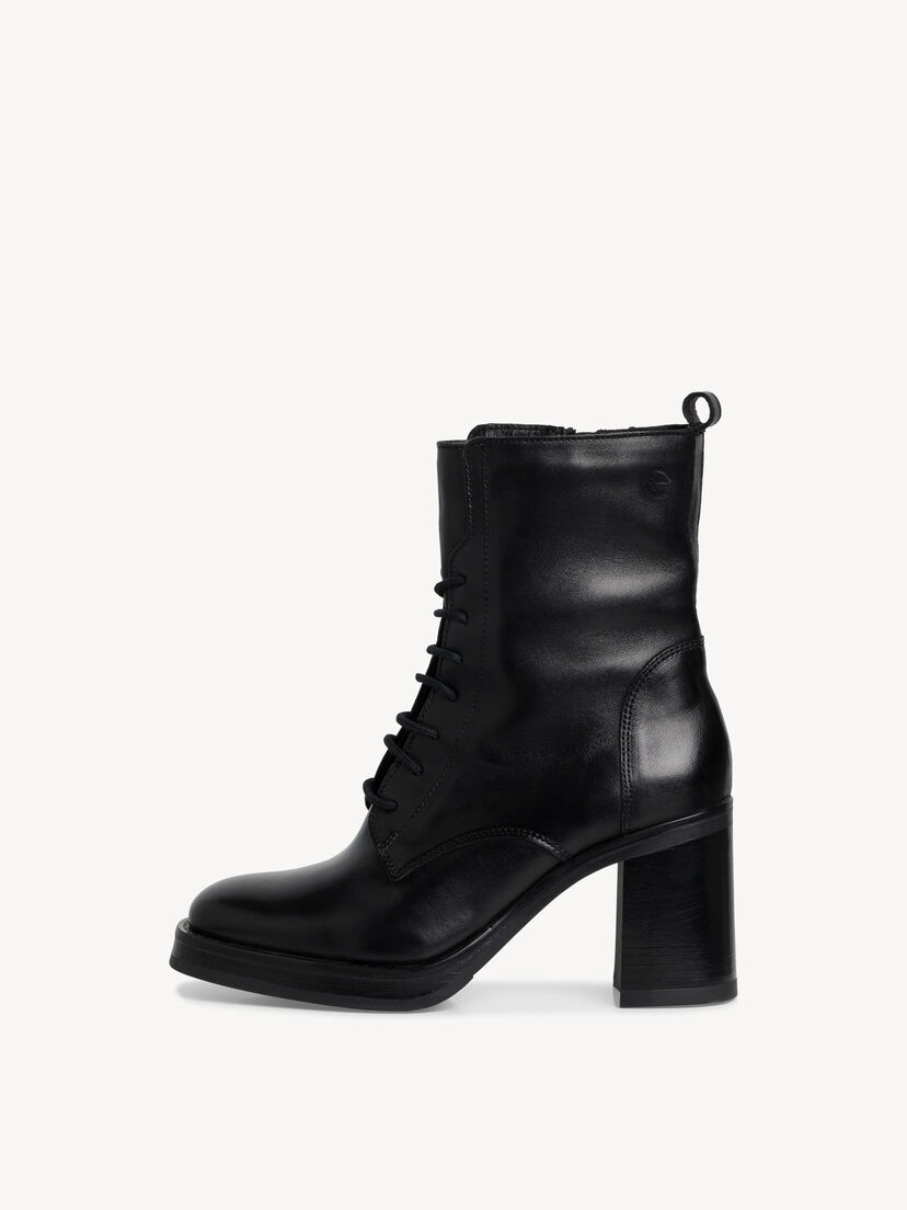 Leren Enkellaarsje - zwart, BLACK, hi-res