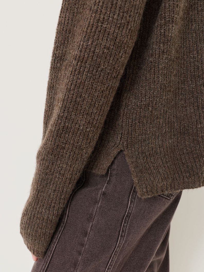 Knitted pullover, Mid Brown Melange, hi-res