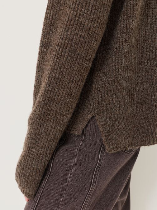 Knitted pullover, Mid Brown Melange, hi-res