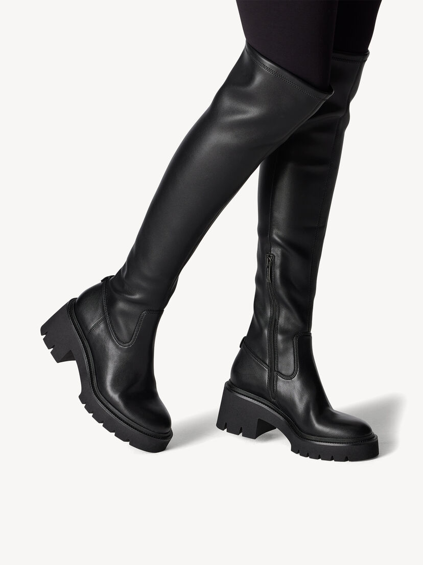 Overknee - zwart, BLACK, hi-res