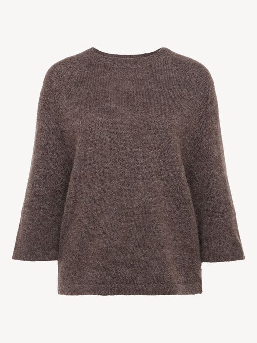Gebreide trui, Mid Brown Melange, hi-res