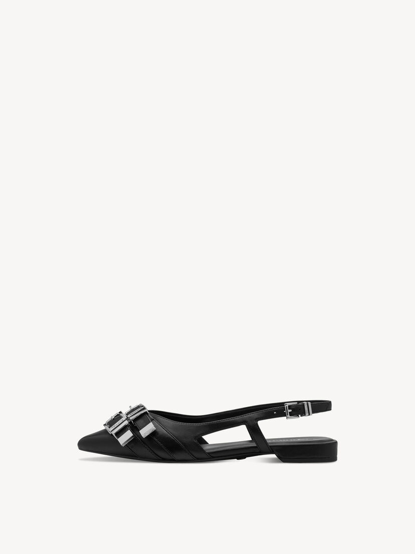 Leren Slingpumps - zwart, BLACK, hi-res