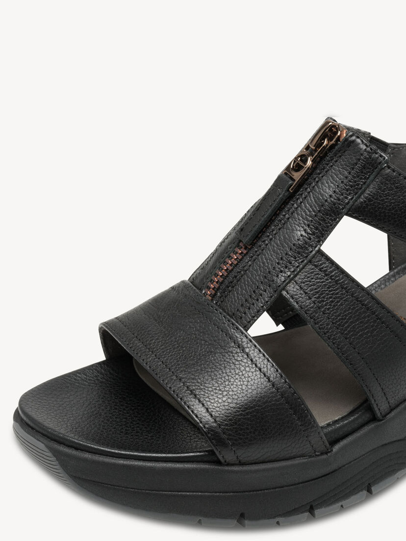 Leren Sandaal - zwart, BLACK UNI, hi-res