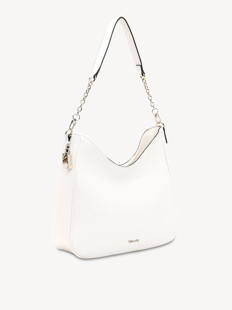 Sac &agrave; main femme blanc en cuir textur&eacute; doux avec d&eacute;tails cha&icirc;ne