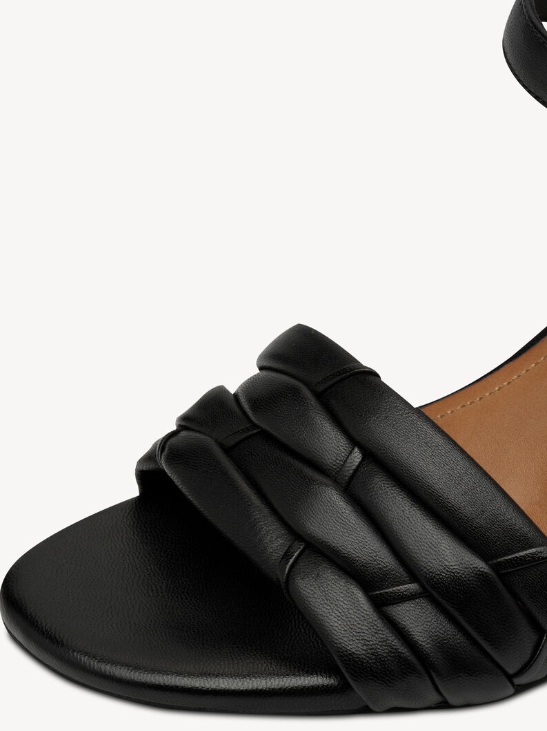 Sandale &agrave; talon en cuir - noir, BLACK, hi-res