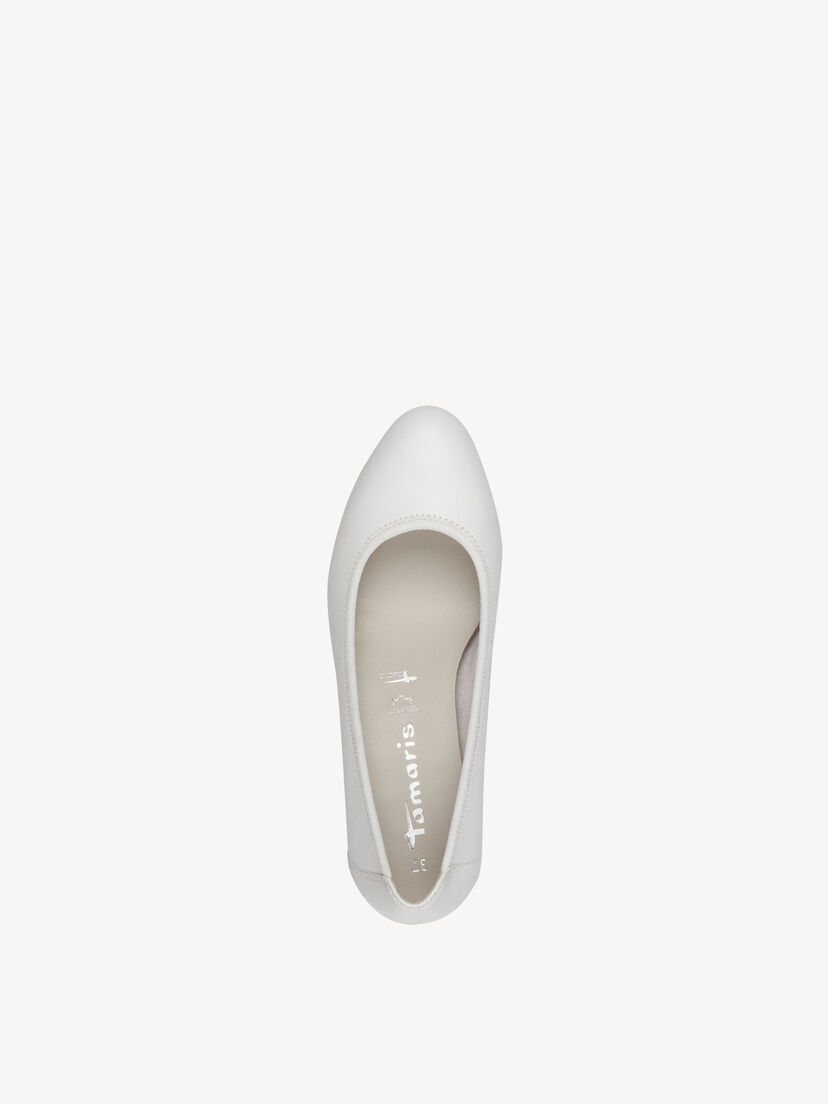 Leren Sleehakpumps - wit, WHITE LEATHER, hi-res