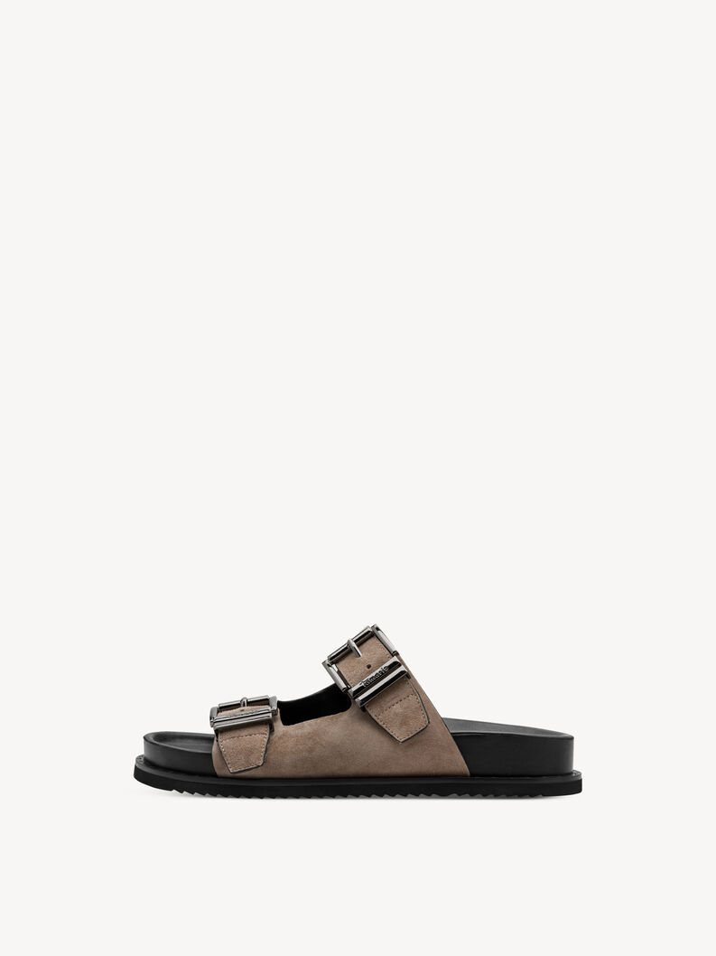 Lederpantolette - beige, TAUPE, hi-res