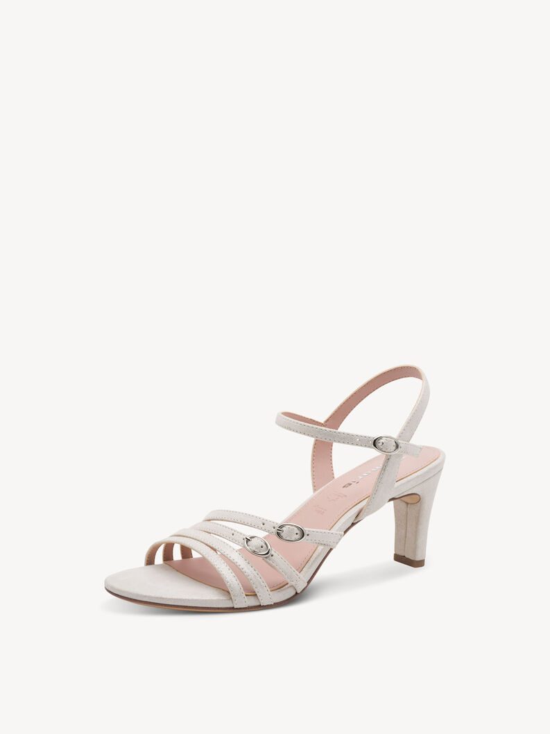 Sandale &agrave; talon en cuir - m&eacute;tallique, SILVER, hi-res