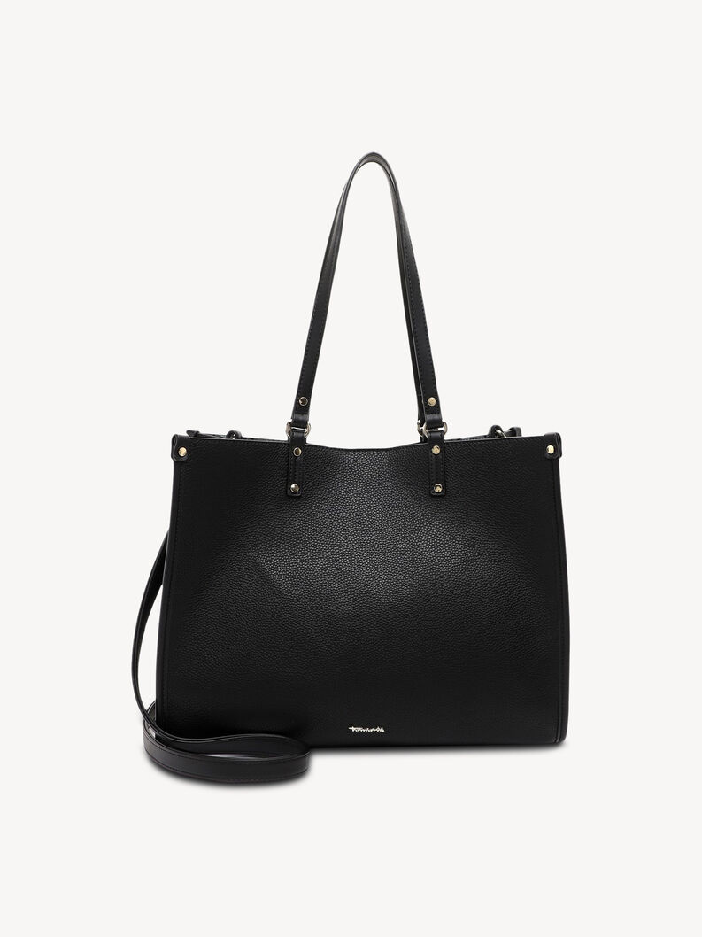 Sac en cuir noir avec longues anses et design minimaliste