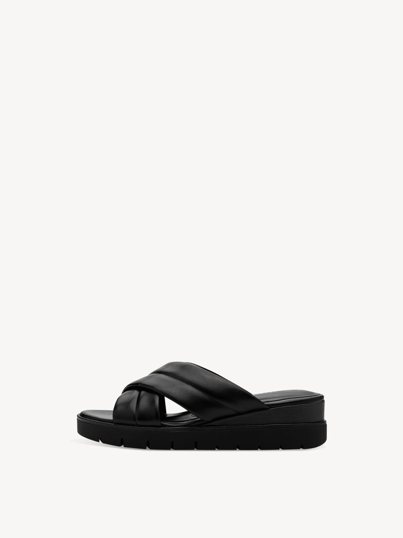 Leren Slipper - zwart, BLACK, hi-res