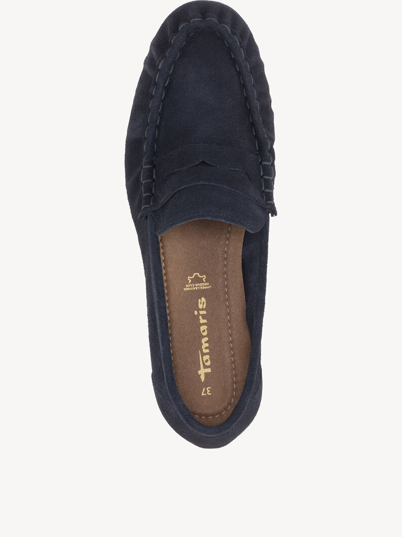 Ledermoccassin - blau, NAVY, hi-res