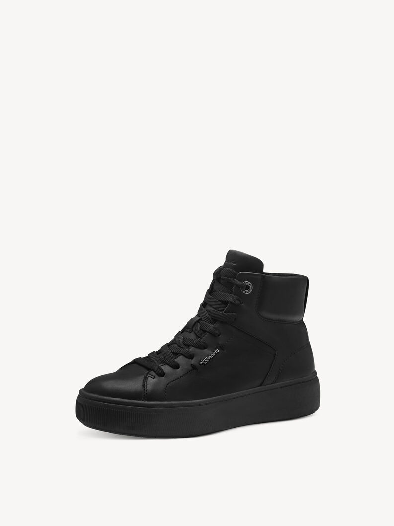 Ledersneaker - schwarz, BLACK LEATHER, hi-res