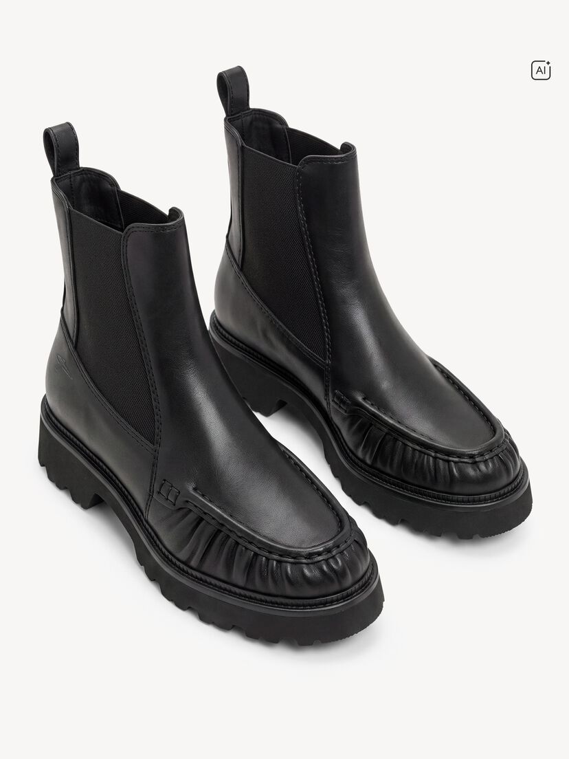 Leren Chelseaboot - zwart, BLACK LEATHER, hi-res