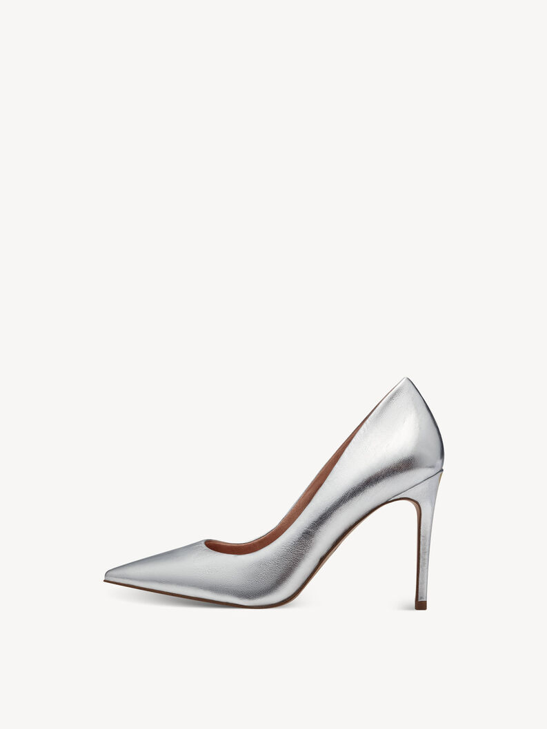 Leather Pumps - silver, SILVER, hi-res