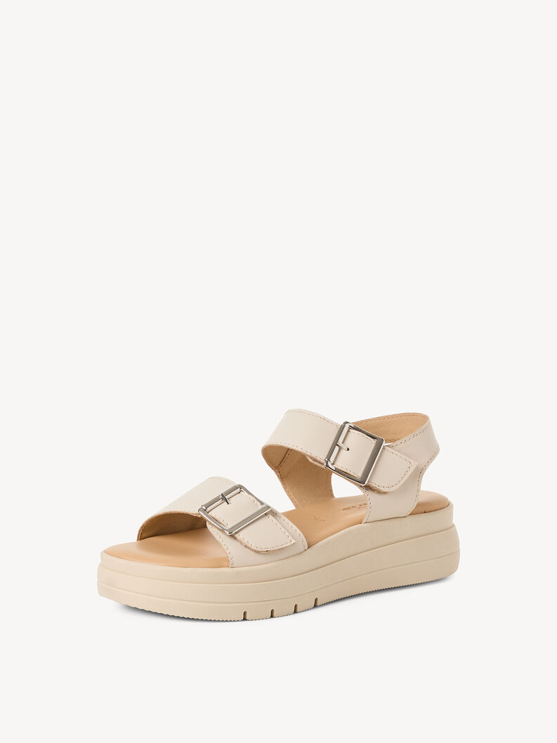 Ledersandalette - beige, IVORY LEATHER, hi-res