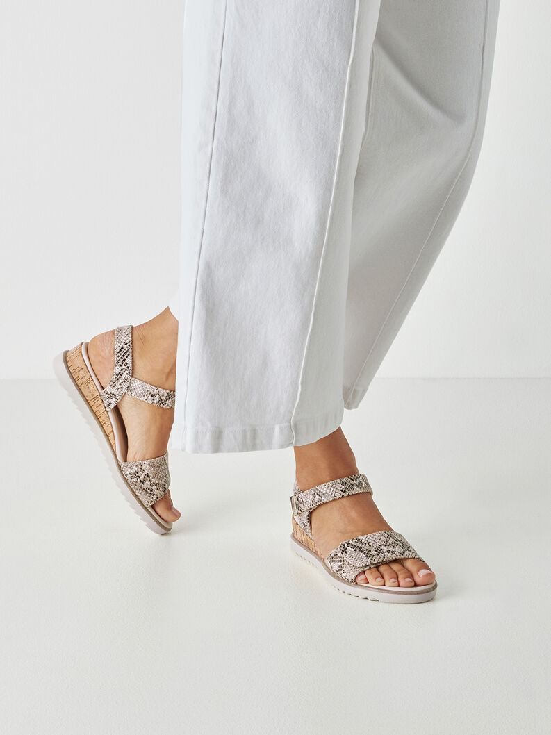Heeled sandal, BEIGE SNAKE, hi-res