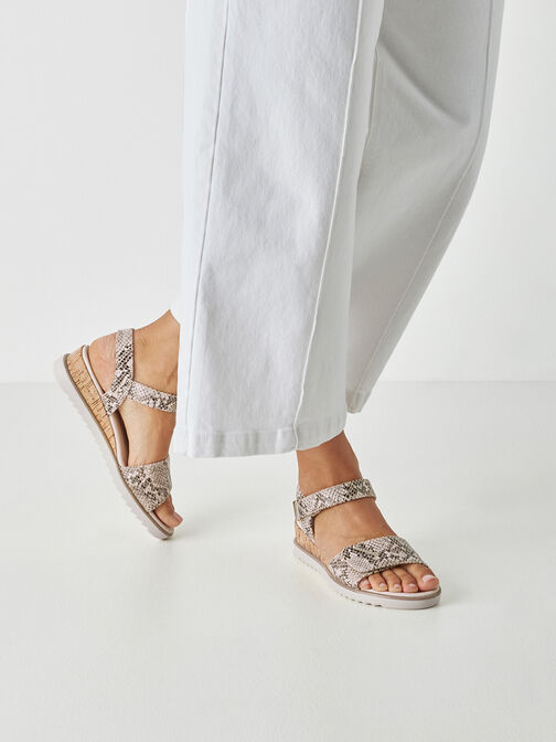 Heeled sandal, BEIGE SNAKE, hi-res