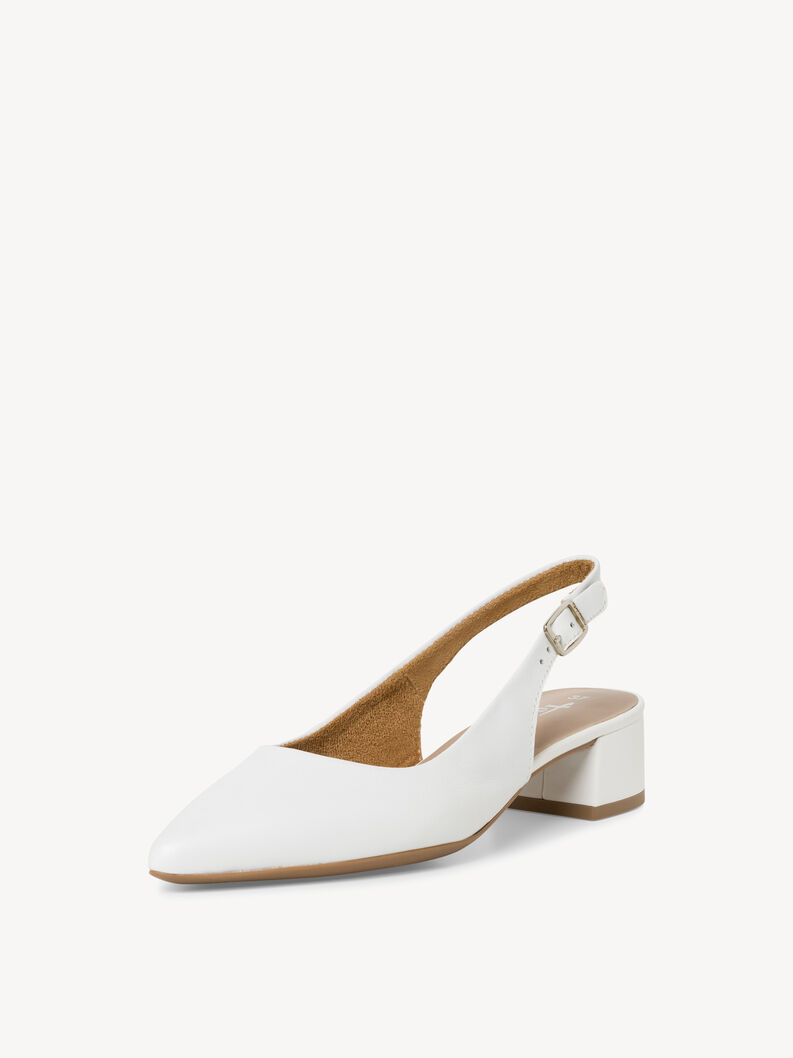 Leather sling pumps - white, WHITE LEATHER, hi-res