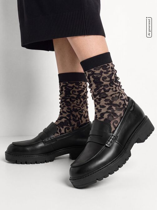 Slipper, BLACK LEATHER, hi-res