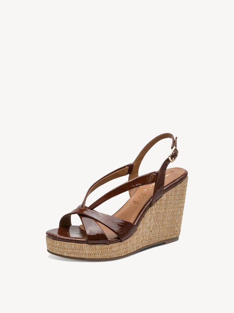 Heeled sandal - brown, COGNAC PATENT, hi-res