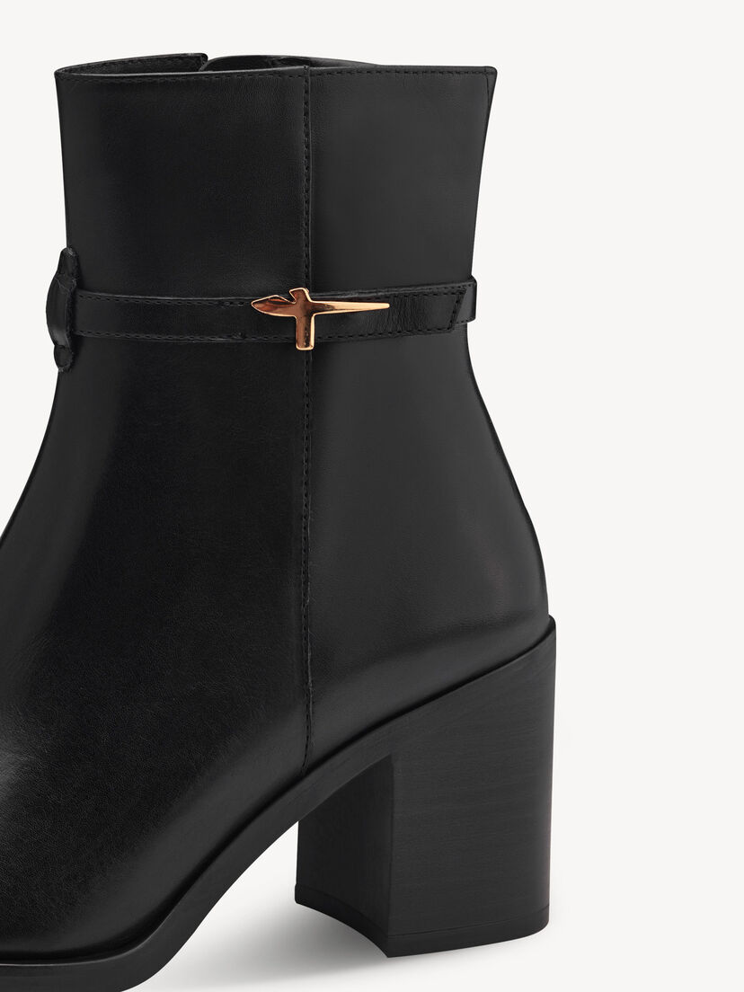 Leren Enkellaarsje - zwart, BLACK, hi-res