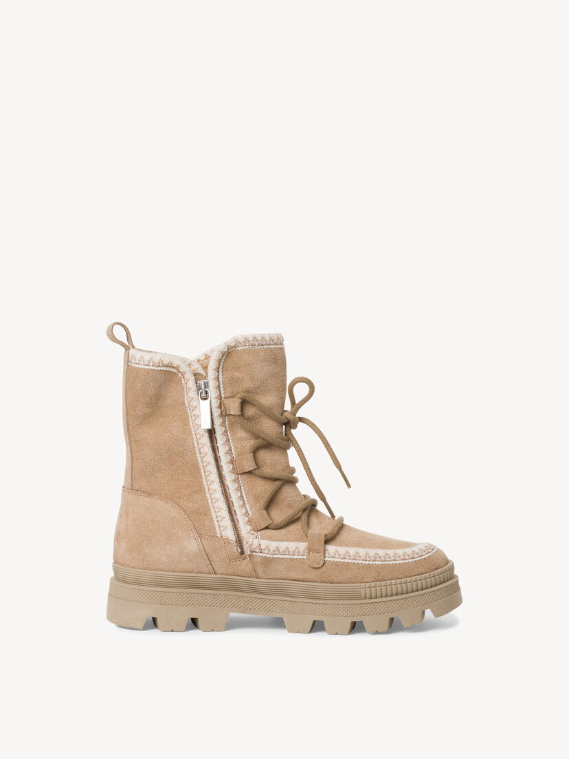 Leren Enkellaarsje - beige warme voering, beige, hi-res