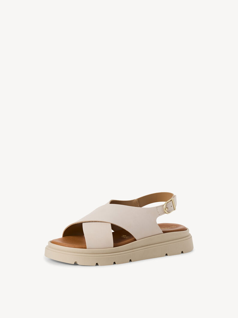 Sandale à talon en cuir - beige, IVORY NUBUC, hi-res