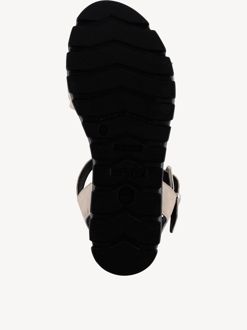 Leren Sandaaltje - beige, TAUPE SUE./BLK, hi-res