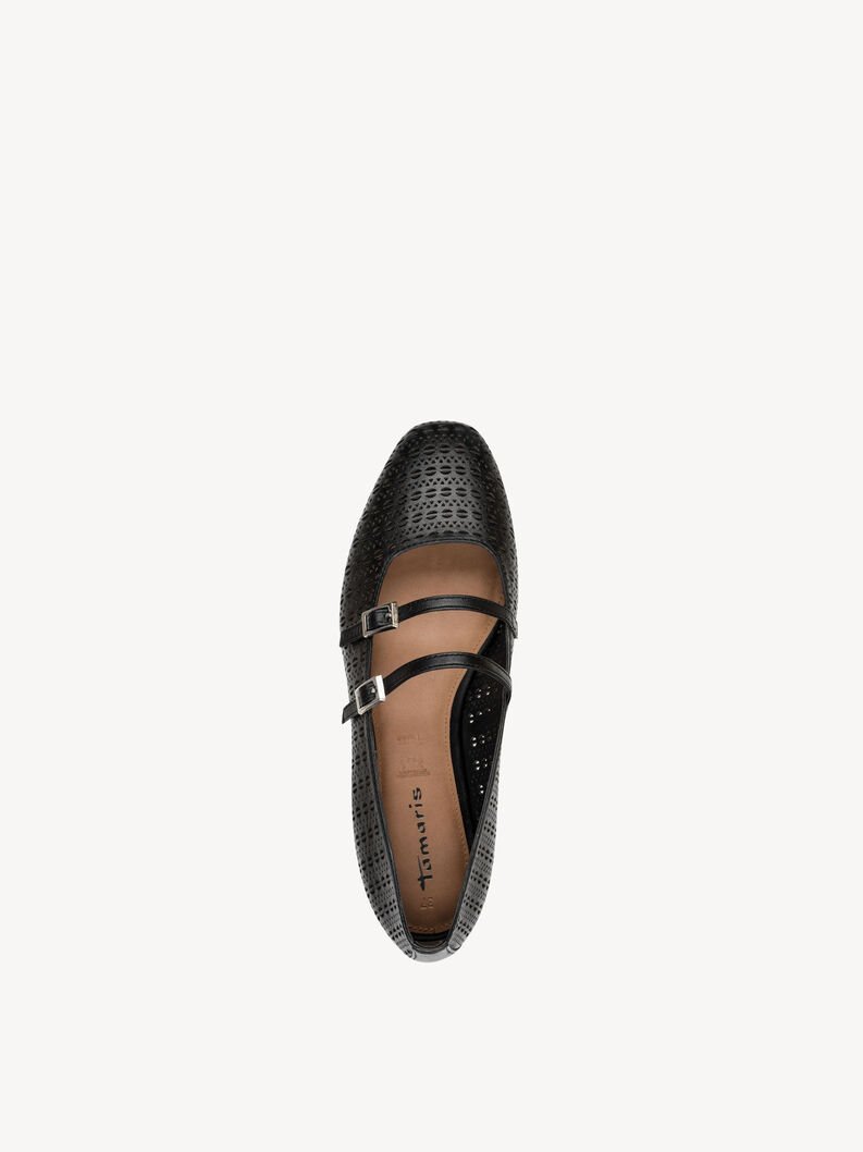 Leather Ballerina - black, BLACK STRUCT., hi-res