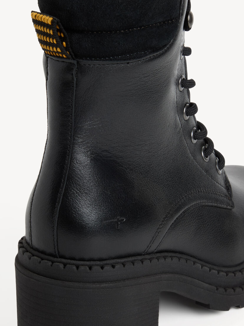 Leren Enkellaarsje - zwart, BLACK LEATHER, hi-res