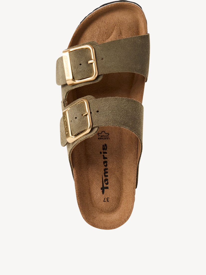 Leren Slipper - groen, OLIVE, hi-res