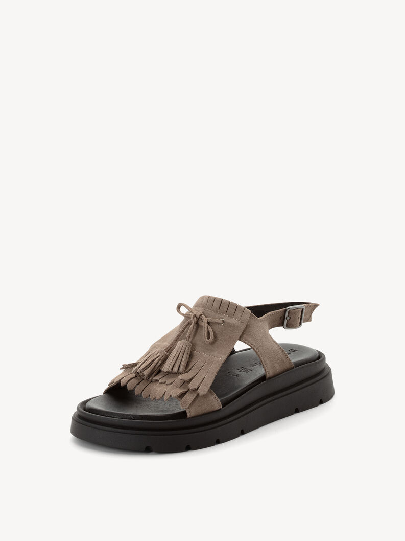 Ledersandalette - beige, TAUPE, hi-res