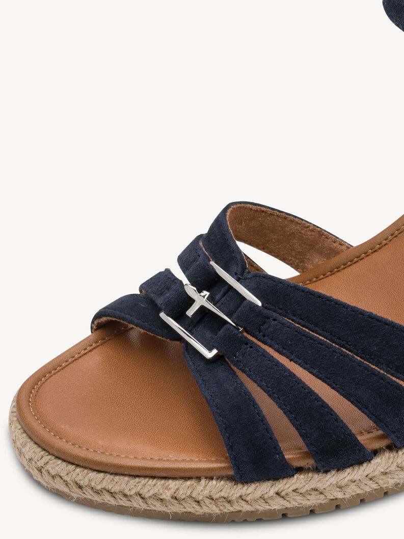 Leather Heeled sandal - blue, NAVY, hi-res