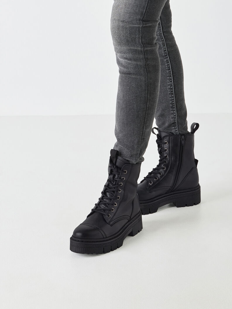 Lederstiefelette - schwarz, BLACK, hi-res