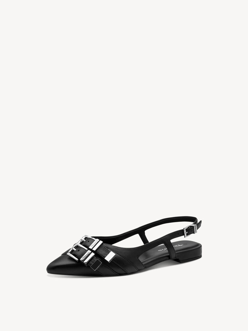 Leren Slingpumps - zwart, BLACK, hi-res