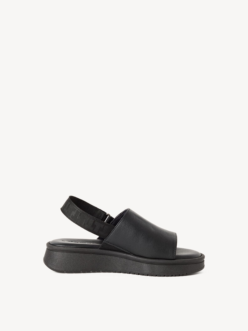 Leather Heeled sandal - black, BLACK LEATHER, hi-res