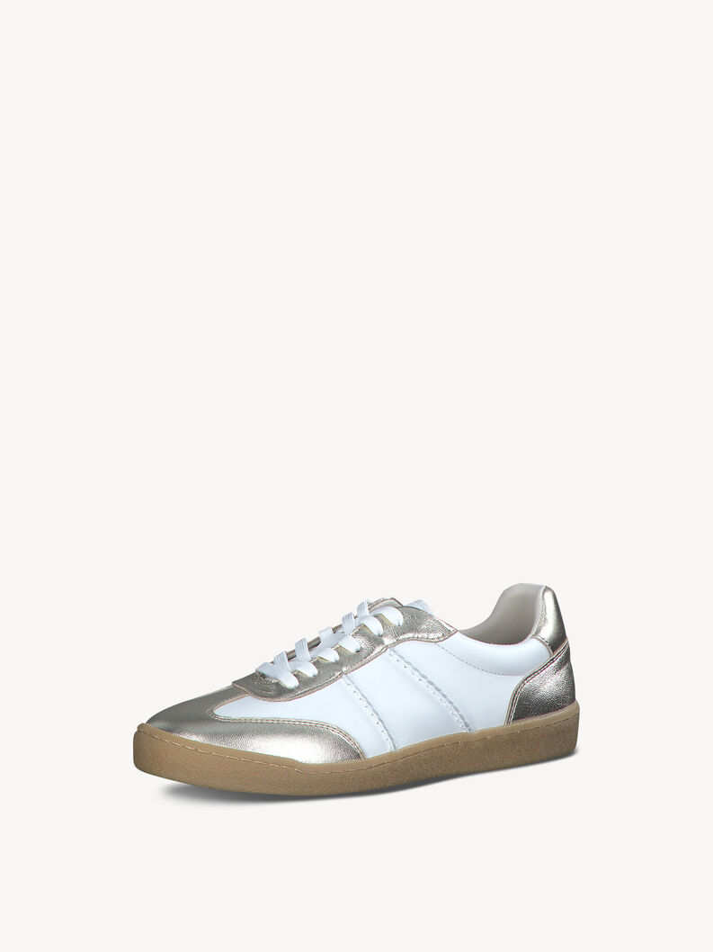 Leather Sneaker - white, WHITE/LT.GOLD, hi-res