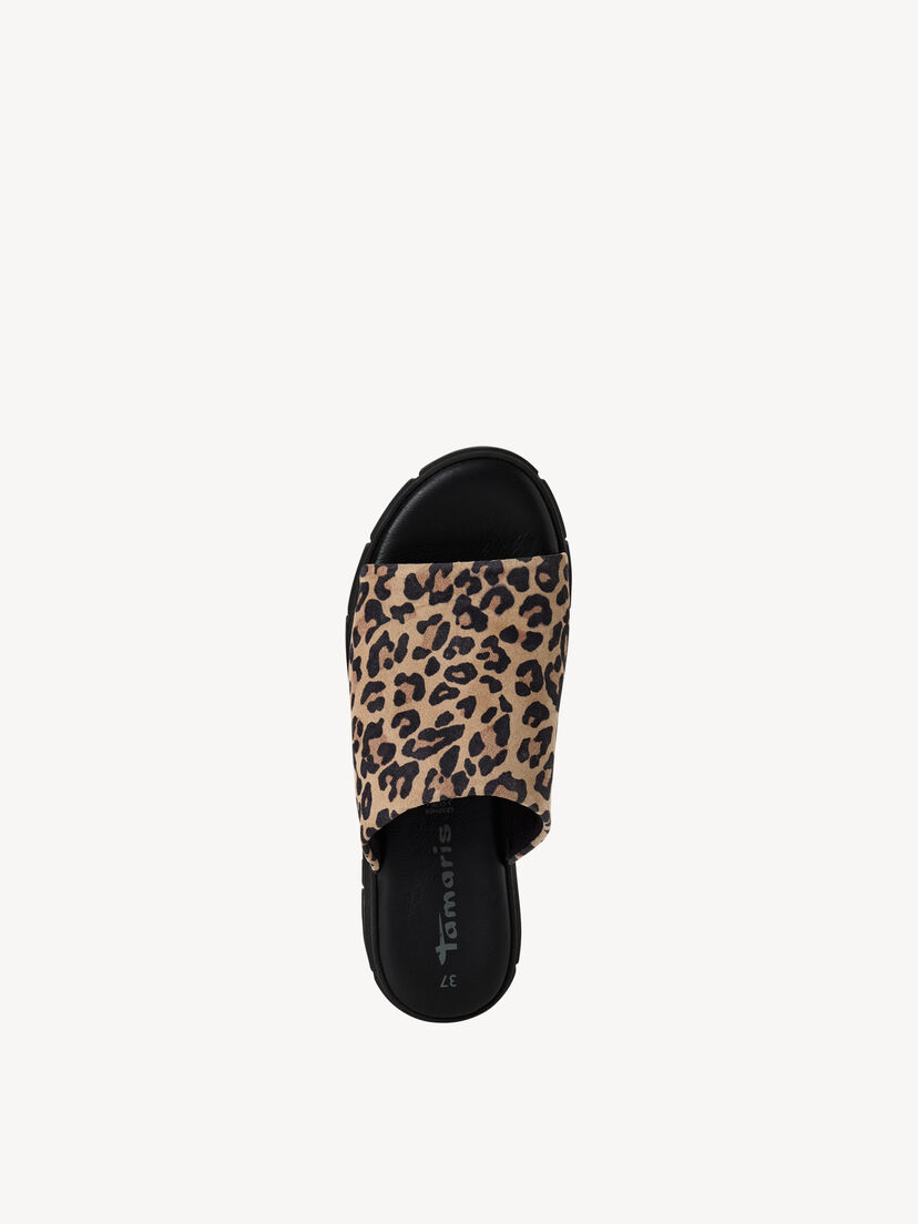 Leren Slipper - bruin, LEOPARD, hi-res