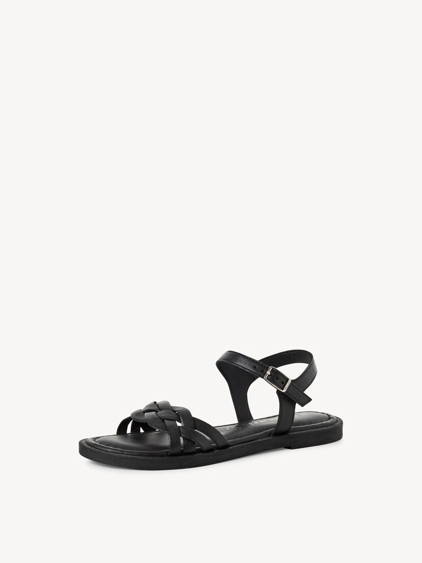 Leren Sandaal - zwart, BLACK UNI, hi-res