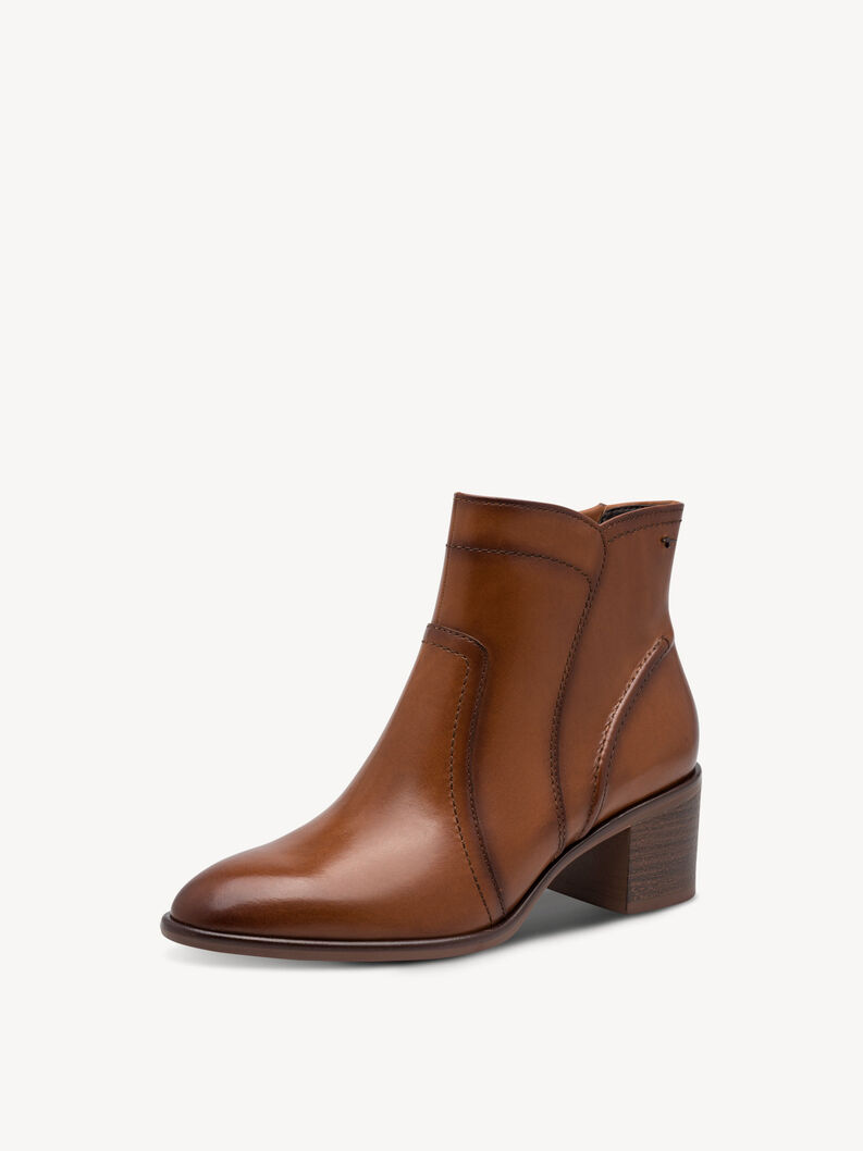 Lederstiefelette - braun, COGNAC LEATHER, hi-res