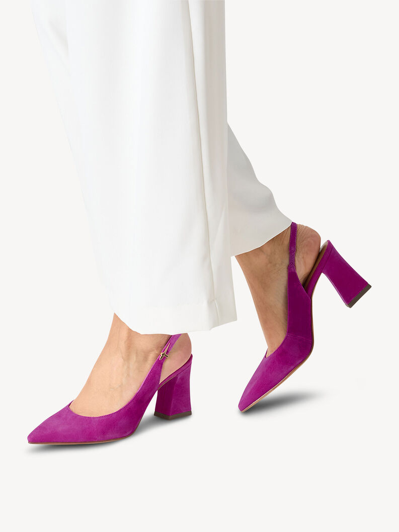 Kožen&eacute; lodičky s otevřenou patou - křiklavě růžov&aacute;, DARK PINK, hi-res