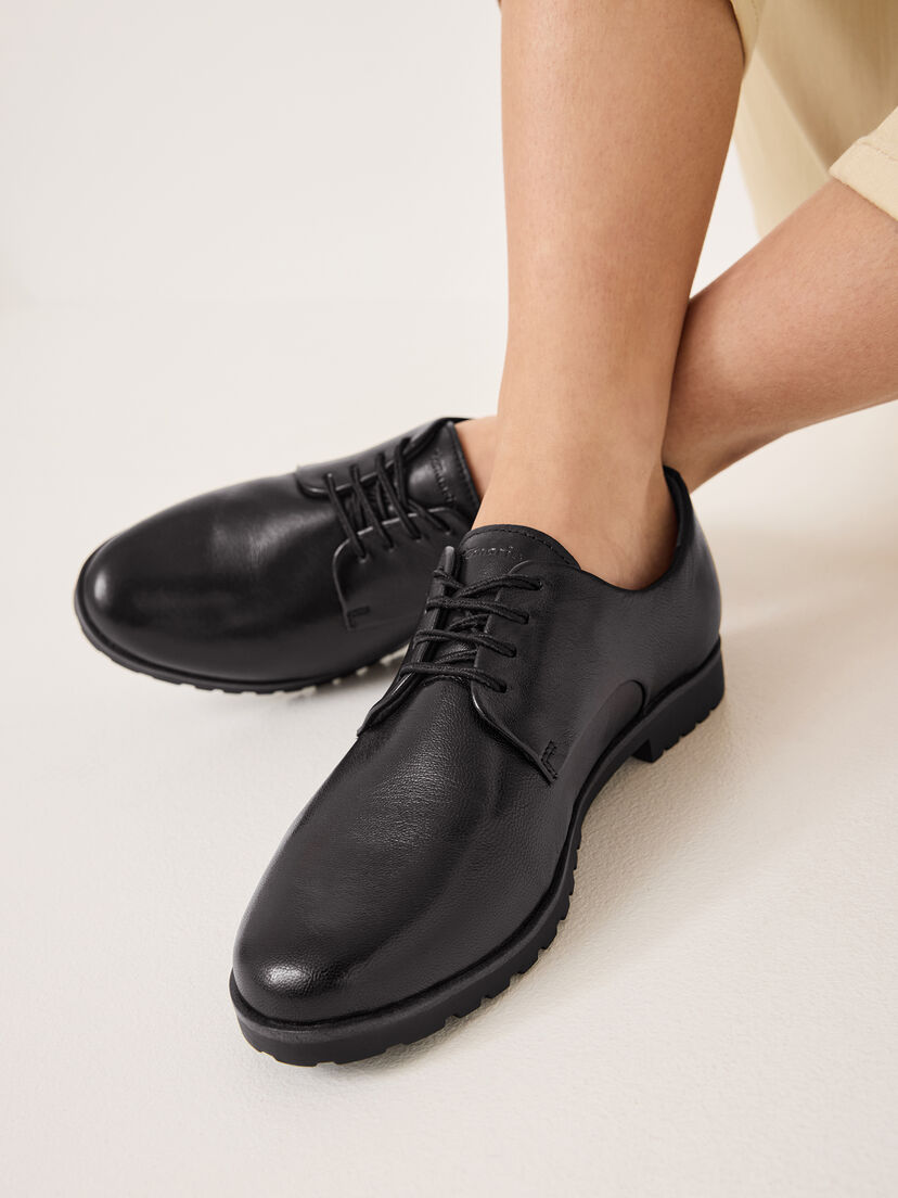 Leren Lage schoen - zwart, BLACK, hi-res