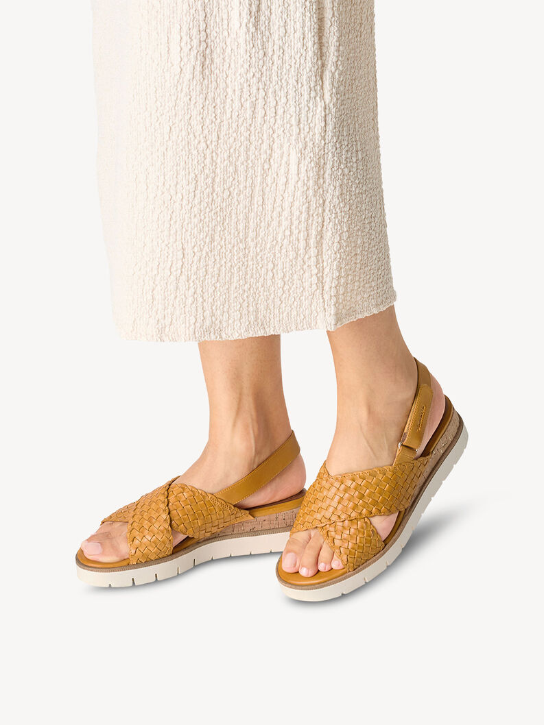 Ledersandalette - gelb, YELLOW, hi-res