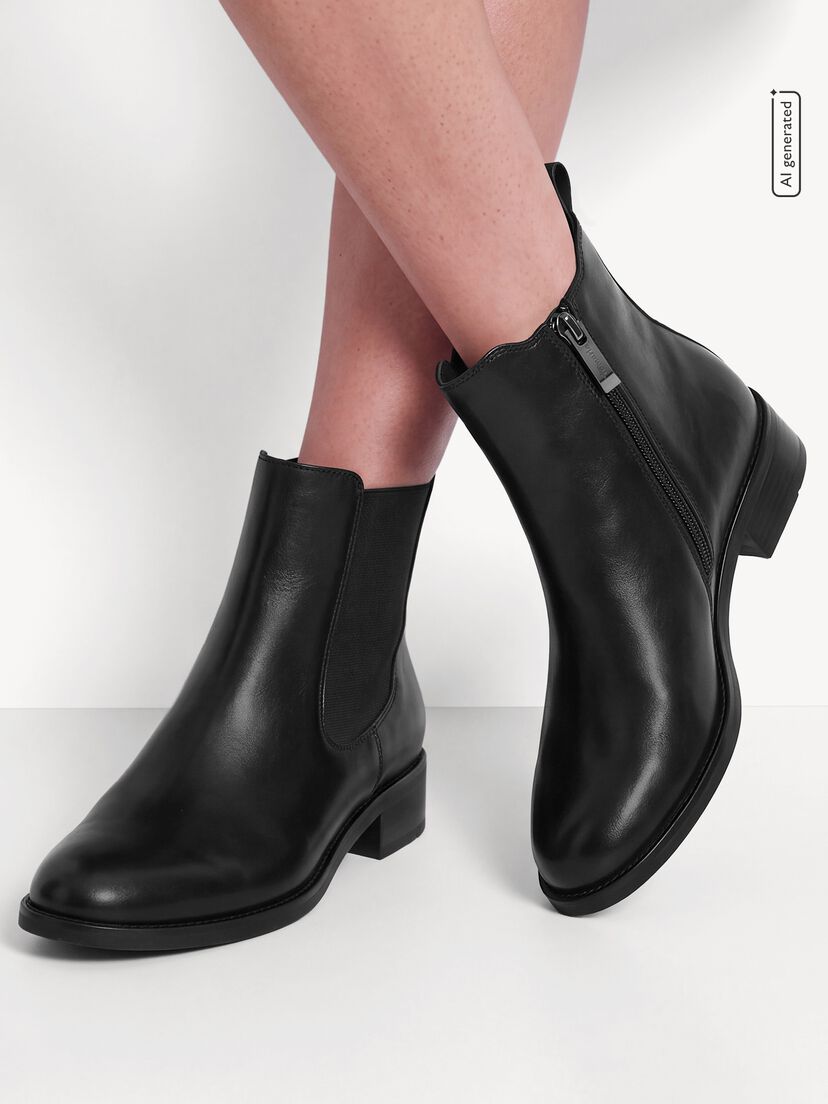 Leren Chelseaboot - zwart, BLACK, hi-res