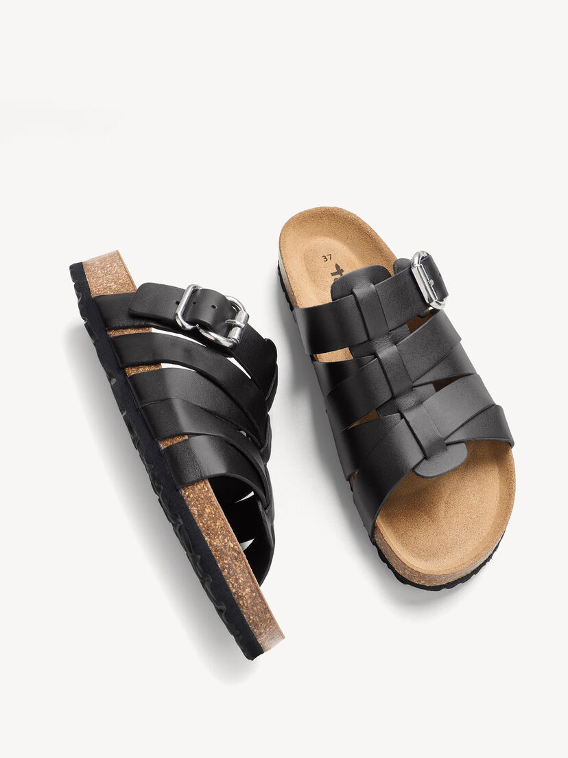 Slipper, BLACK LEATHER, hi-res